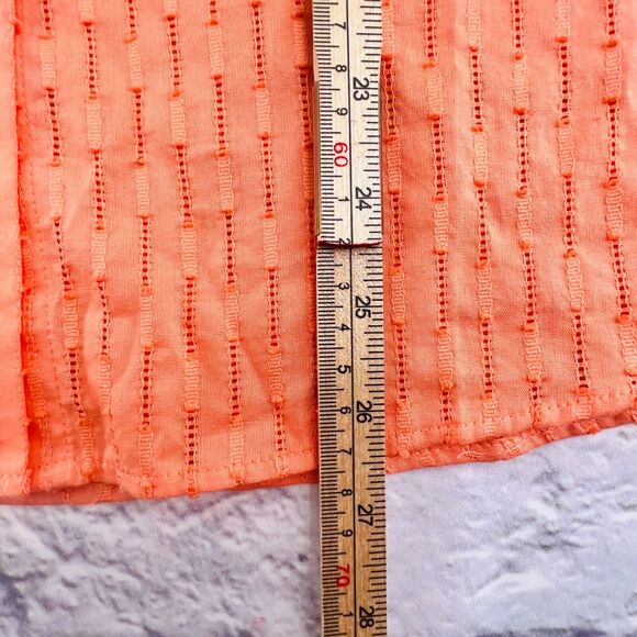 NOT FOR SALE Loft Shirt Blouse‎ Women's Small Peach Swiss Dot Print Button Front - Picture 6 of 8